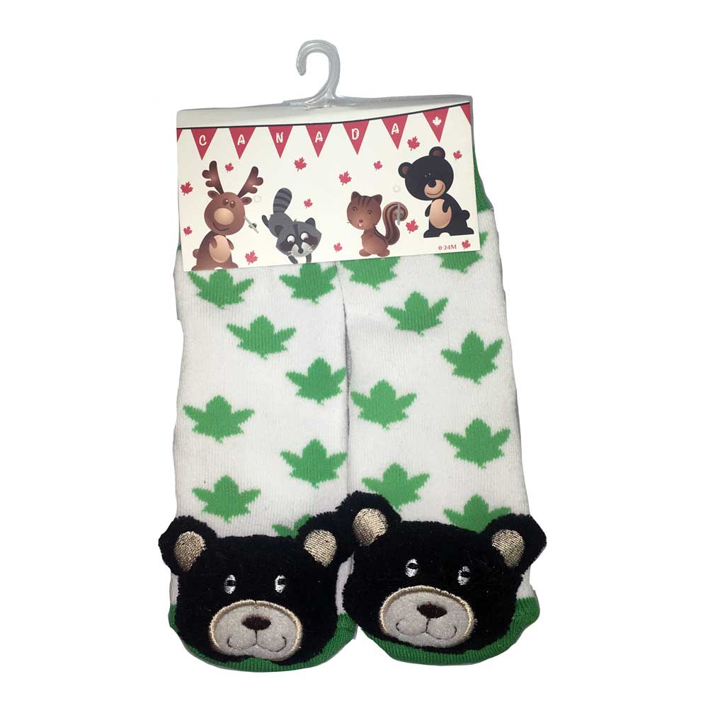 Black Bear Green Leaf Socks - 27002