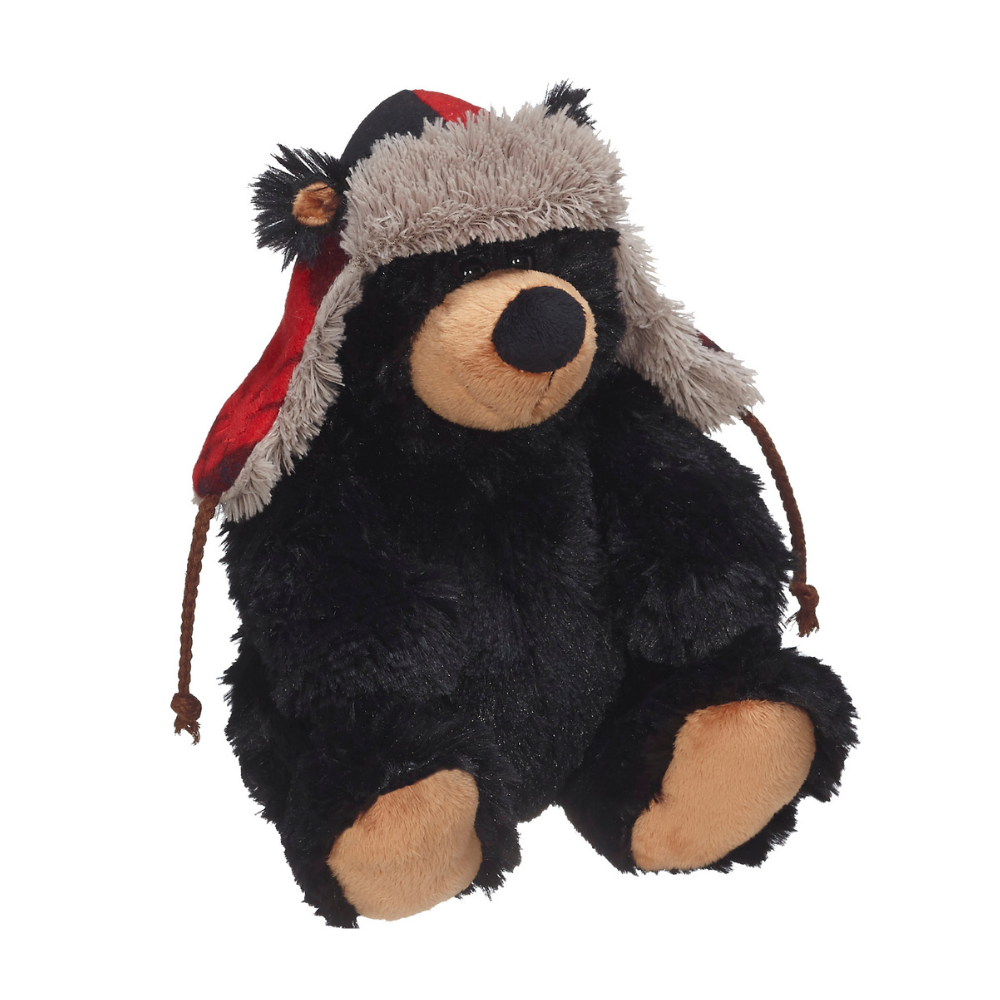 Duffy Black Bear with Flap Hat 8"