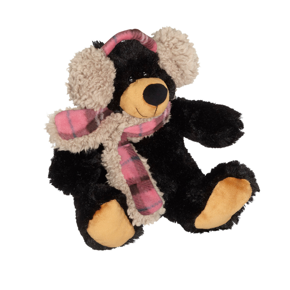Duffy Black Bear with Pink Ear Muff 8"