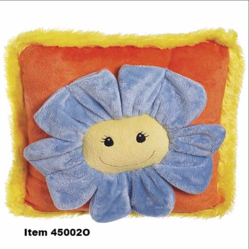 Flower Pillow 12" x 12" Orange w/ Blue Petals 45002